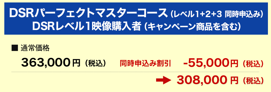 DSRパーフェクトマスターコース（レベル1+2+3同時申し込み）DSRレベル1映像購入者（キャンペーン商品を含む）